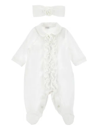 Monnalisa Ruffled Flower-detail Babygrow Set In Multi
