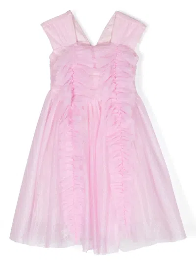 Monnalisa Kids' Ruffled Glitter-detail Dress In Pink