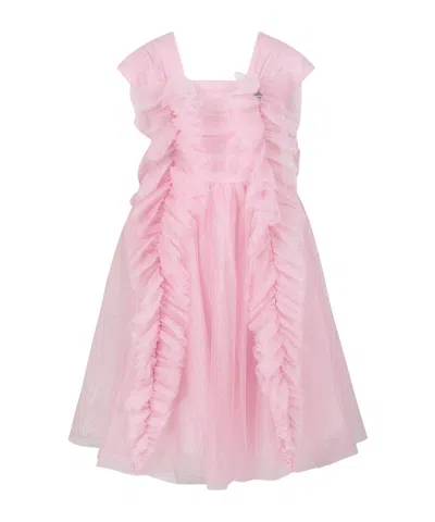 Monnalisa Ruffled Glitter-detail Dress In Pink