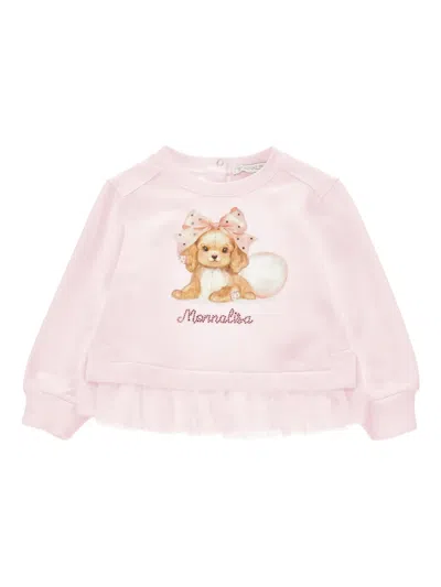 Monnalisa Babies' Ruffled-hem Sweatshirt In Pink