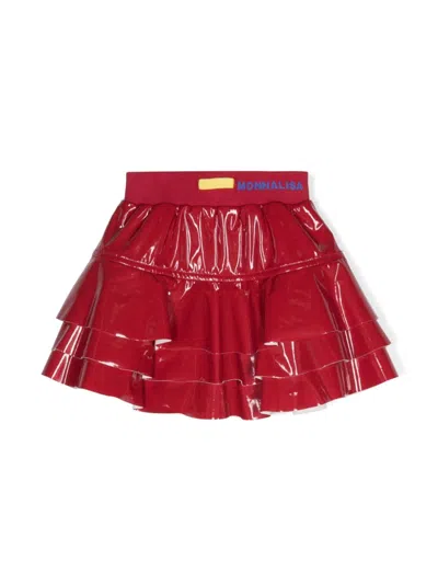Monnalisa Kids' Ruffled High-waist Miniskirt In Red