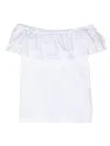 Monnalisa Ruffled Off-shoulder T-shirt In White