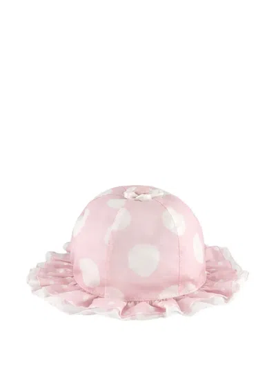 Monnalisa Kids' Ruffled Polka-dot Hat In Pink