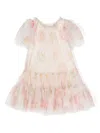 Monnalisa Ruffled Short-sleeve Dress In Neutrals