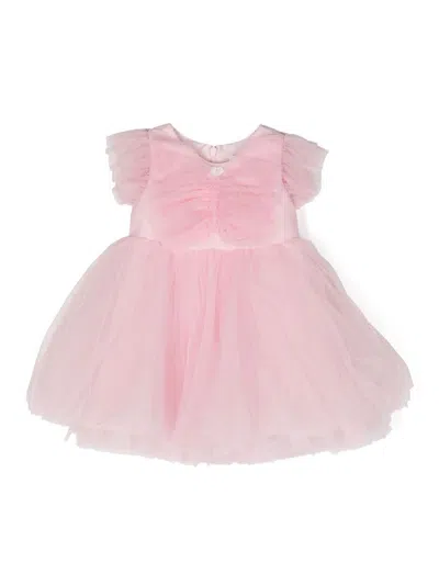 Monnalisa Babies' Ruffled Short-sleeve Dress In Pink