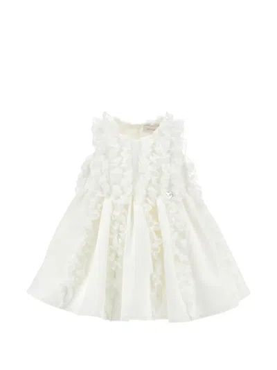 Monnalisa Babies' Ruffled Sleeveless Dress In White