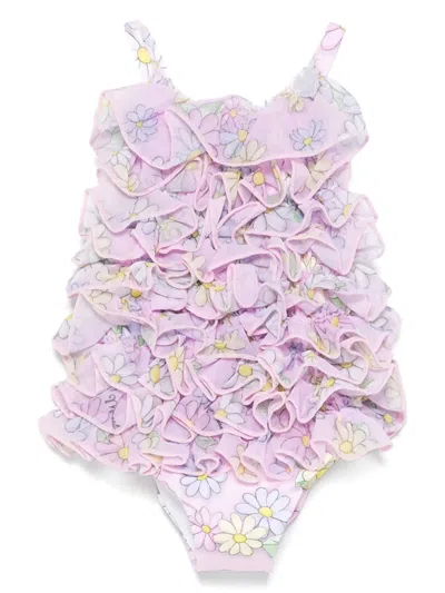 Monnalisa Babies' Ruffled Swimsuit In 粉色