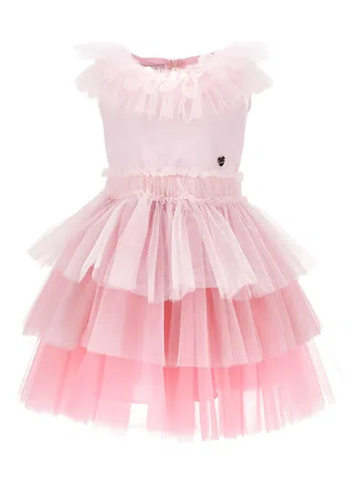 Monnalisa Kids' Ruffled Tiered Dress In Pink