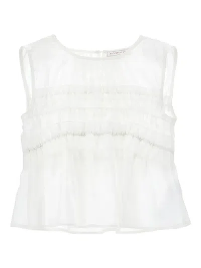 Monnalisa Kids' Ruffled Top Blouse In White