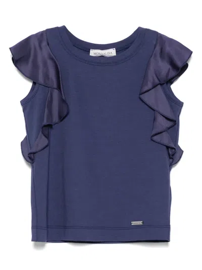 Monnalisa Kids' Ruffled Top In Blue