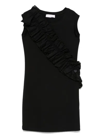 Monnalisa Kids' Ruffled-trim Dress In Black