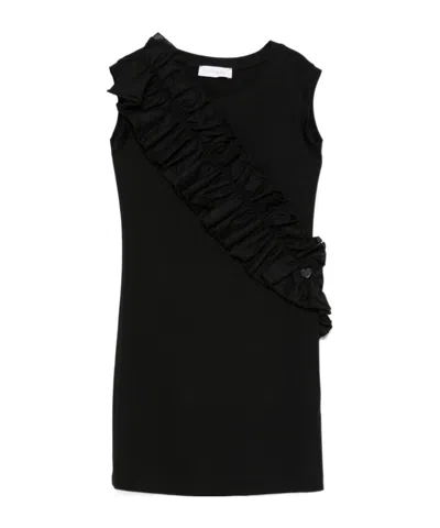 Monnalisa Ruffled-trim Dress In Black