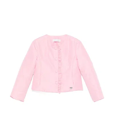 Monnalisa Ruffled-trim Puffer Jacket In Pink