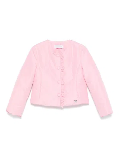 Monnalisa Kids' Ruffled-trim Puffer Jacket In Pink