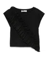 Monnalisa Ruffled-trim T-shirt In Black