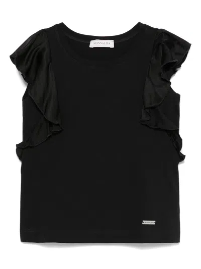 Monnalisa Kids' Ruffled-trim Tank Top In Black