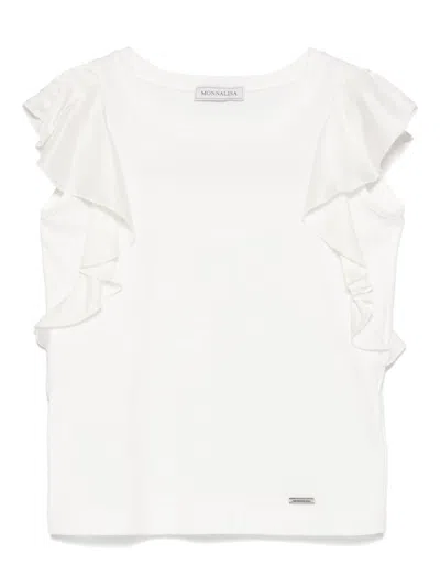 Monnalisa Kids' Ruffled-trim Tank Top In Yellow Cream