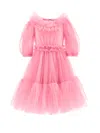 Monnalisa Ruffled Tulle Dress In Pink