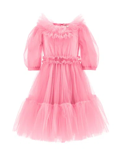Monnalisa Kids'   Ruffled Tulle Dress In Pink