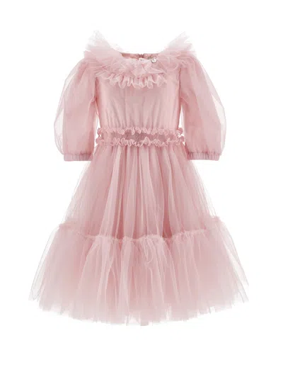 Monnalisa Kids'   Ruffled Tulle Dress In Pink