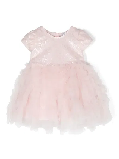 Monnalisa Babies' Ruffled Tulle Flared Dress In Pink