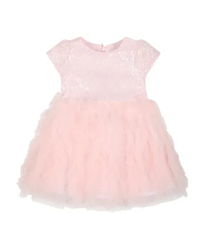Monnalisa Ruffled Tulle Flared Dress In Pink