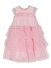 Monnalisa Ruffled Tulle-overlay Dress In Pink