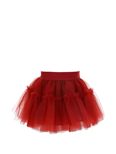 Monnalisa Babies' Ruffled Tulle Skirt In Burgundy