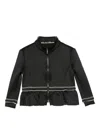Monnalisa Ruffled Zip-up Jacket In Black