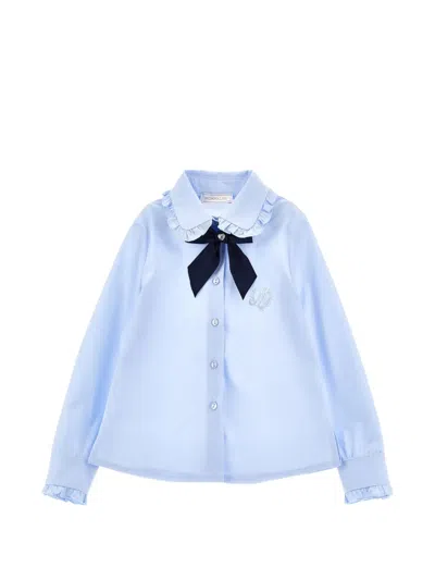 Monnalisa Kids' Ruffled-collar Bow-detail Shirt In Multi