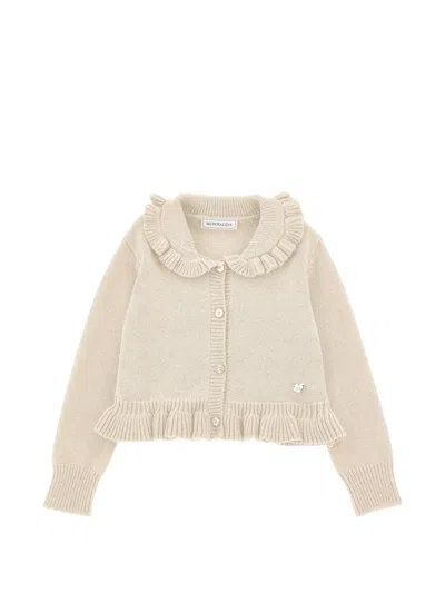 Monnalisa Kids' Ruffled-trim Cardigan In Neutral