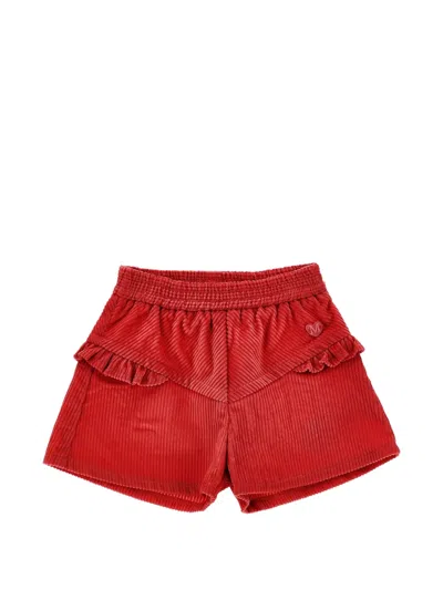 Monnalisa Babies' Ruffle-trimmed Corduroy Shorts In Red