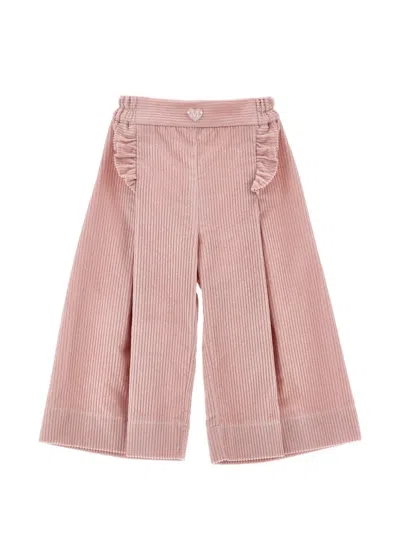 Monnalisa Babies' Ruffle-trimmed Corduroy Trousers In Pink