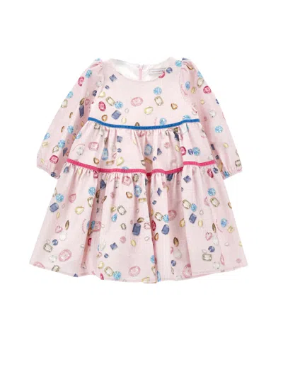 Monnalisa Kids' Rüschenkleid Mit Schmucksteinen In Pink