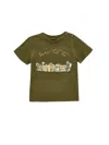 Monnalisa Safari Jersey T-shirt In Sage Green + Beige