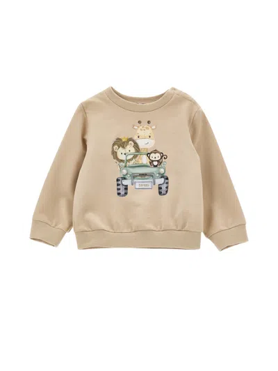 Monnalisa Kids'   Safari Print Cotton Sweatshirt In Neutral