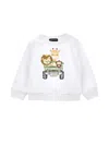 Monnalisa Safari Print Cotton Sweatshirt In White
