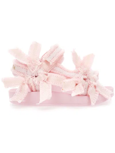 Monnalisa Babies'   Sandal With Bows In White + Rosa Fairytale