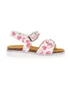 Monnalisa Sandal With Heart Print In White + Cherry Red