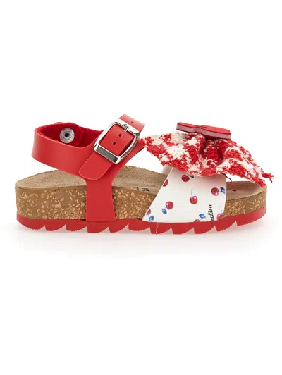Monnalisa Kids' Girls Red Tweed Cherry Sandals