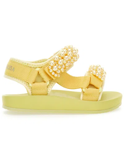 Monnalisa Kids'   Sandals With Pearls In Yellow