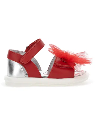 Monnalisa Kids'   Sandals With Rhinestone Logo In Red