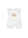 Monnalisa Sangallo Cotton Romper In White
