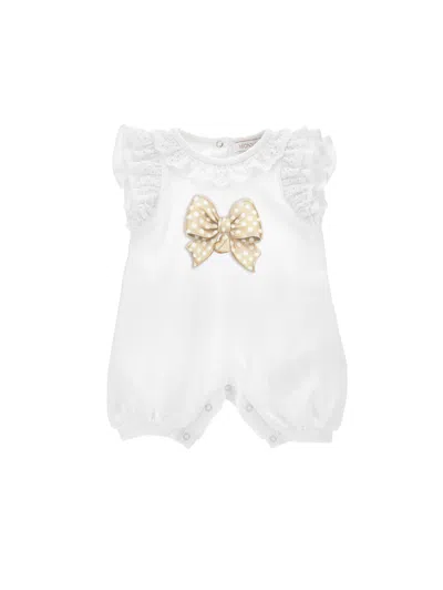 Monnalisa Kids'   Sangallo Cotton Romper In White