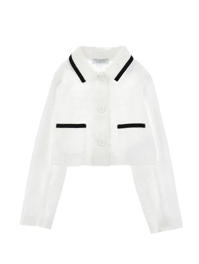 Monnalisa Kids'   Sangallo Jacket With Buttons In White