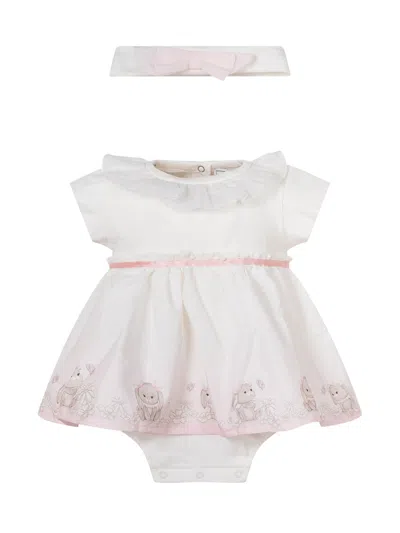 Monnalisa Sash-detail Set Gown In Panna-fairy Pink