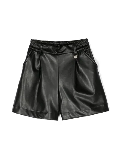 Monnalisa Kids' Satin Cotton Shorts In Black