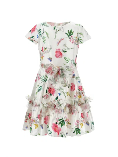 MONNALISA MONNALISA  SATIN DRESS WITH TULLE DETAILS