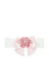 Monnalisa Satin Floral Bow Headband In White