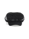 Monnalisa Satin Hat With Rhinestones In Black